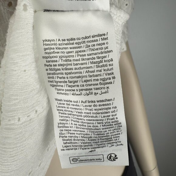 ONLY Eyelet Cottagecore Puff Sleeves Openback Round Neck Boho White Lace Top Mβ - Picture 10 of 10